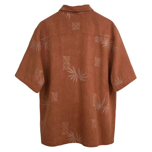 Weekender Silk Blend Hawaiian Shirt Men’s 2XL Brown Palm Leaf Aloha Resort Cruis - Picture 2 of 11